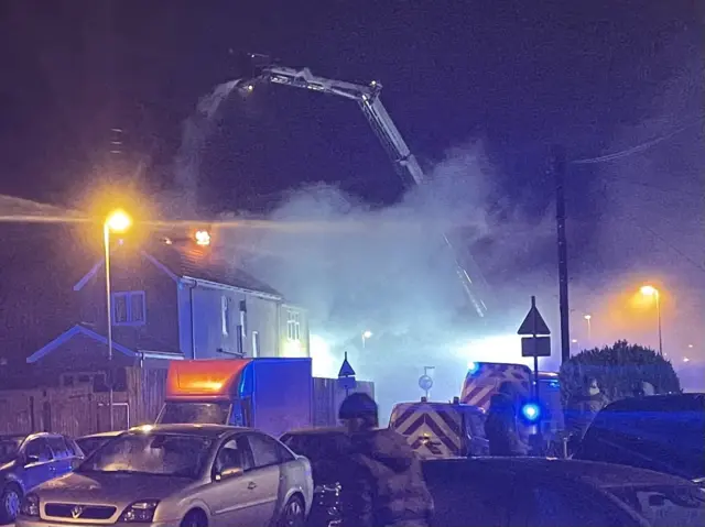 Fire fighters at the scene on Regent Road in Handsworth