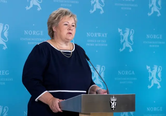 Erna Solberg in Oslo, Norway, on September 3, 2020