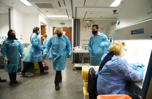 Prime Minister Boris Johnson has begun his visit to Scotland at the Lighthouse Laboratory