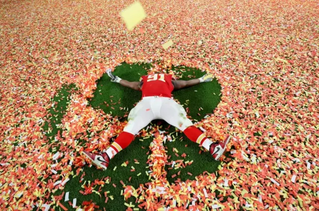 Derrick Nnadi celebrates winning the Super Bowl with the Kansas City Chiefs