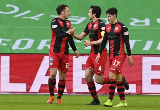 Kristian Dennis (left) opened the scoring for St Mirren