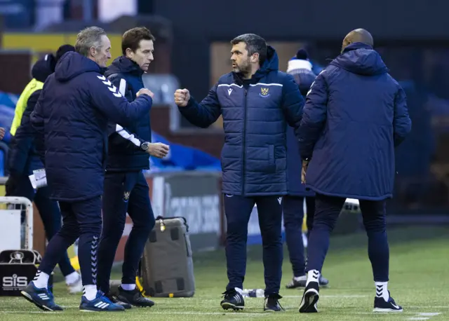 St Johnstone boss Callum Davidson celebrates at full-time