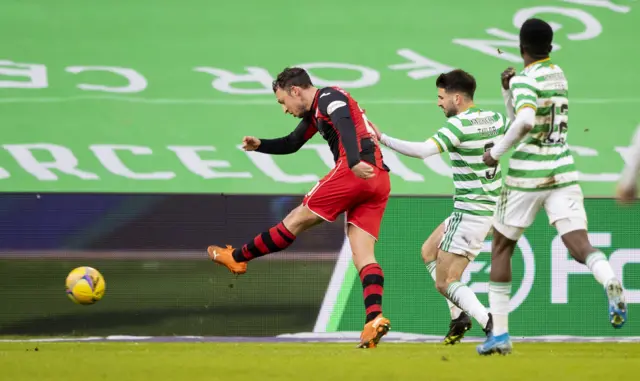 Kristian Dennis cracks in the opening goal for St Mirren