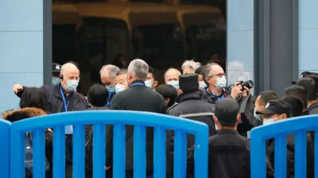 Members of the World Health Organization (WHO) team tasked with investigating the origins of the coronavirus disease (COVID-19) visit Huanan seafood market in Wuhan, Hubei province, China January 31, 2021