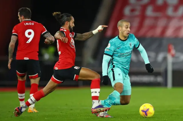 Southampton's Theo Walcott and Liverpool's Thiago