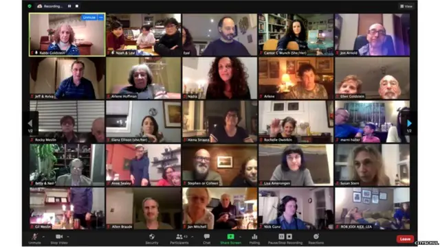 An online Hanukkah celebration is held on Zoom