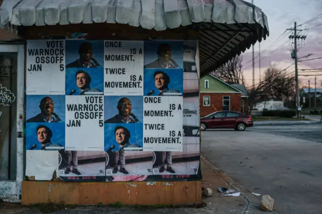 Posters in Georgia saying to vote for Democrats