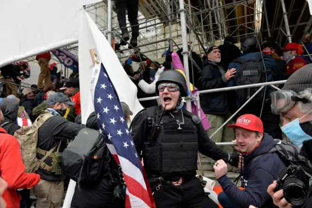 upporters of US President Donald Trump protest outside the US Capitol on January 6, 2021, in Washington, DC