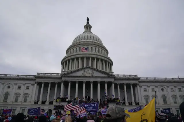 Supporters of US President Donald Trump protest outside the US Capitol on January 6, 2021, in Washington, DC