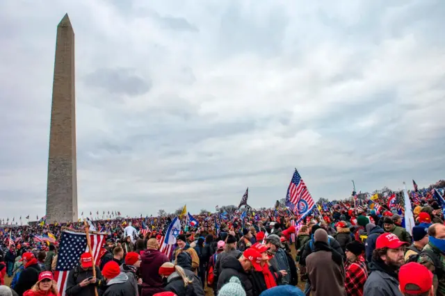 Trump supporters on the Mall in DC