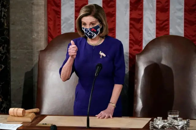 Speaker of the House Nancy Pelosi arrives at a joint session of Congress in Washington DC