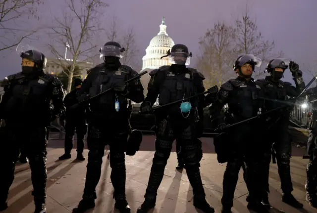 Police at Capitol Hill on 6 January 2020