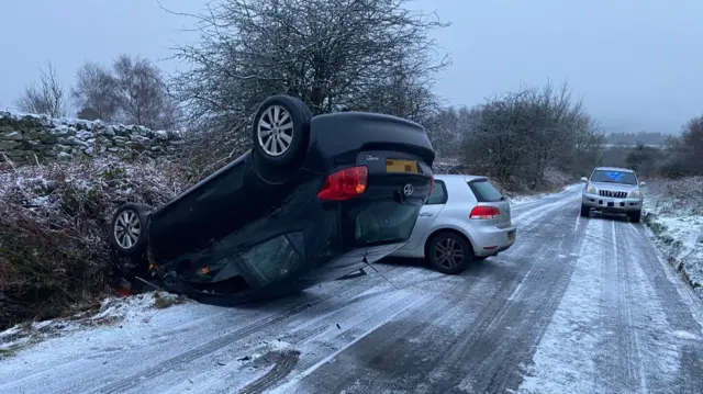 Car on its roof