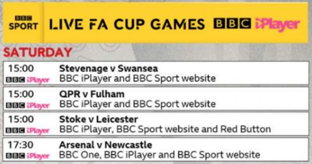 Watch Stevenage v Swansea; QPR v Fulham and Stoke v Leicester on BBC iPlayer