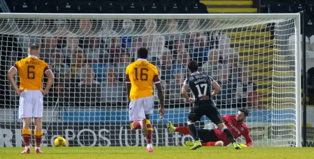 St Mirren's Jamie McGrath equalises from the penalty spot