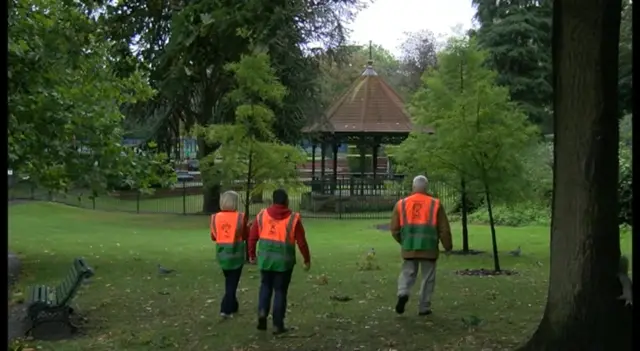 Surveying ongoing in the park