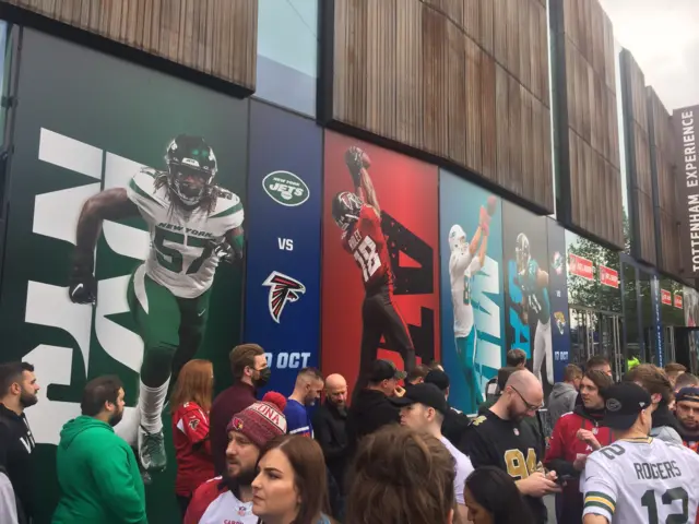 NFL fans outside the Tottenham Hotspur Stadium