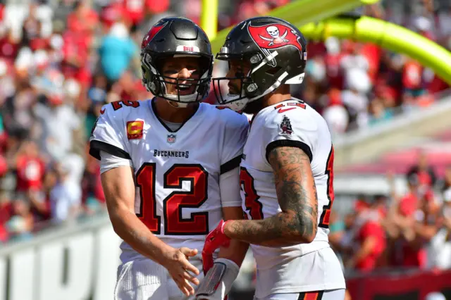 Tom Brady and Mike Evans of the Tampa Bay Buccaneers.