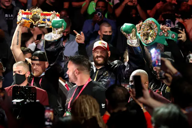 Tyson Fury walks to the ring