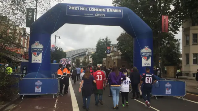 NFL banner outside the Tottenham Hotspur Stadium