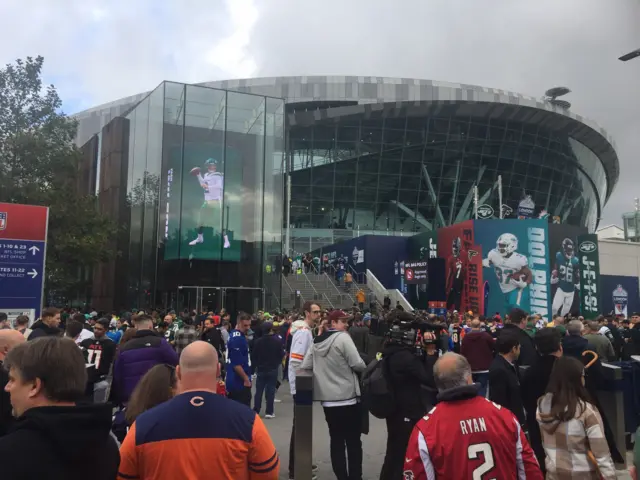 NFL fans outside the Tottenham Hotspur stadium