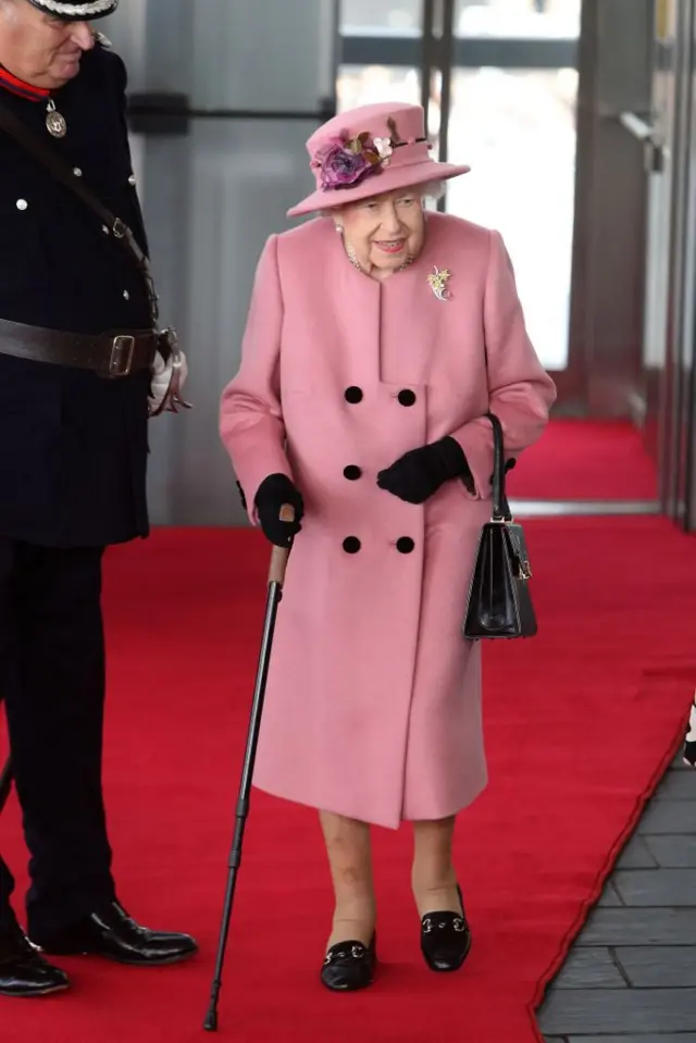 The Queen arriving at the Senedd