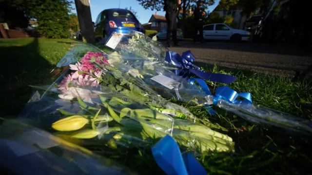 Flowers left near where Sir David was killed