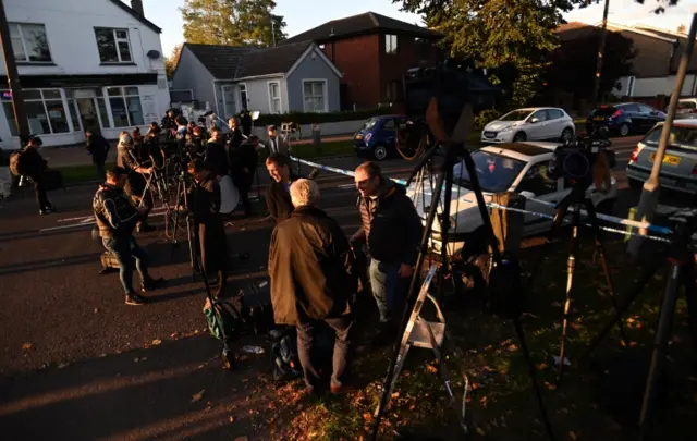 Media personnel at the scene in Leigh-on-Sea