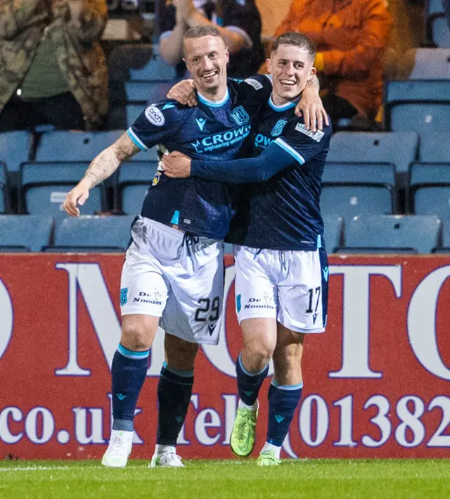 Dundee scorers Leigh Griffiths and Luke McCowan