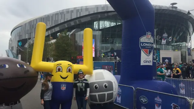 NFL fans outside Tottenham Hotspur Stadium