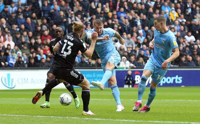 Kyle McFadzean shoots for Coventry