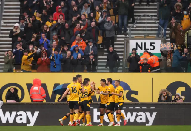 Wolves celebrate their opening goal