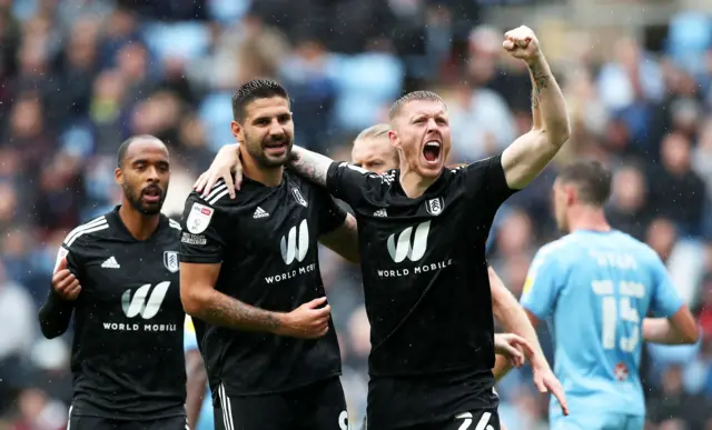 Fulham celebrate their opening goal