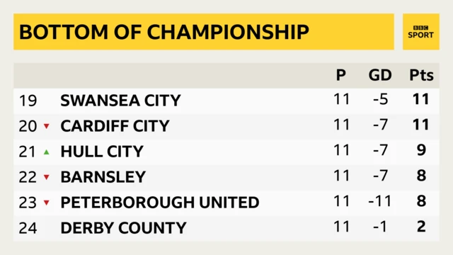 Championship table (bottom)