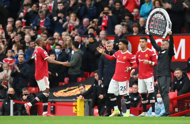 Anthony Martial, Jadon Sancho and Cristiano Ronaldo