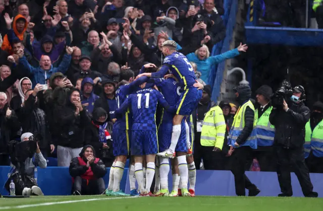 Chelsea celebrate taking the lead for a second time