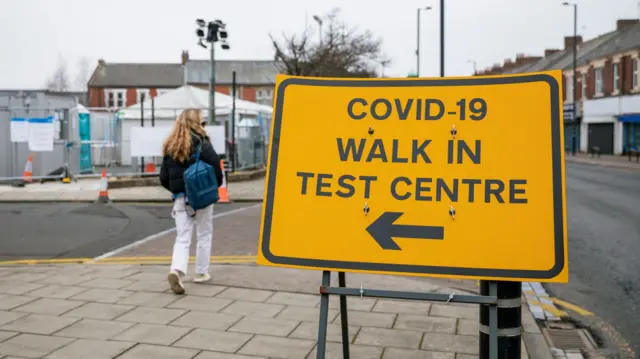 A Covid test centre sign