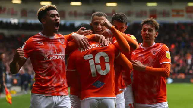 Blackpool celebrate goal