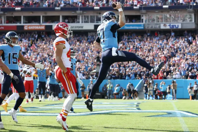 Ryan Tannehill runs in a touchdown against the Kansas City Chiefs