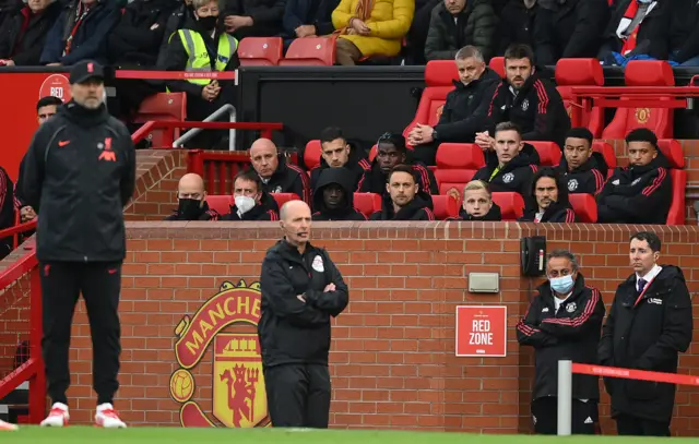 Manchester United dugout against Liverpool