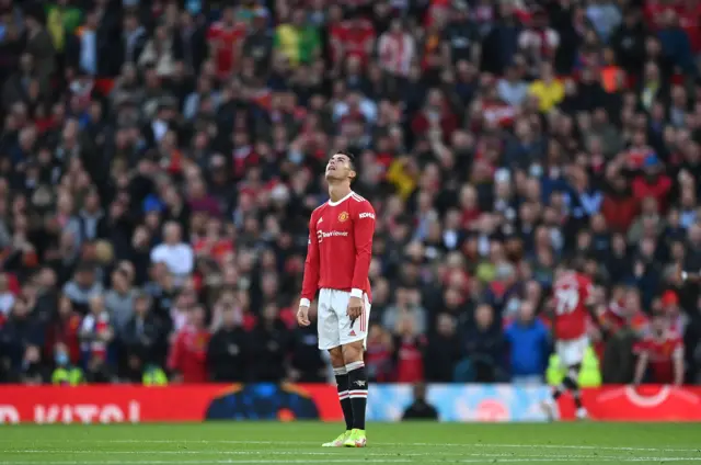 Cristiano Ronaldo looks dejected