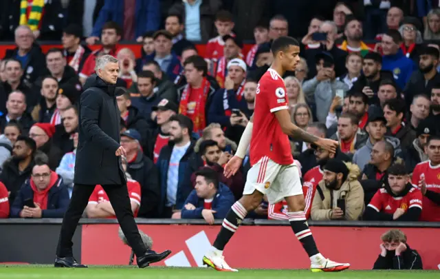 Ole Gunnar Solskjaer walks off at half-time