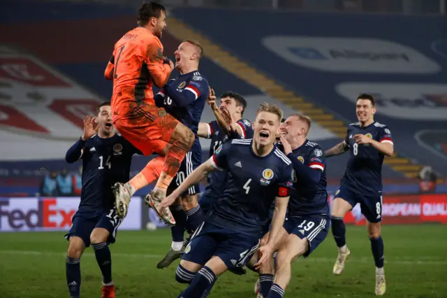 Scotland celebrate penalty save