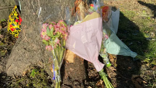 Flowers left by a tree