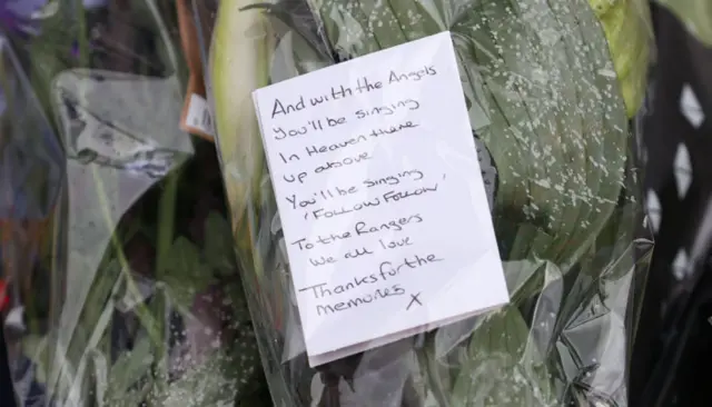 Written tribute outside Ibrox