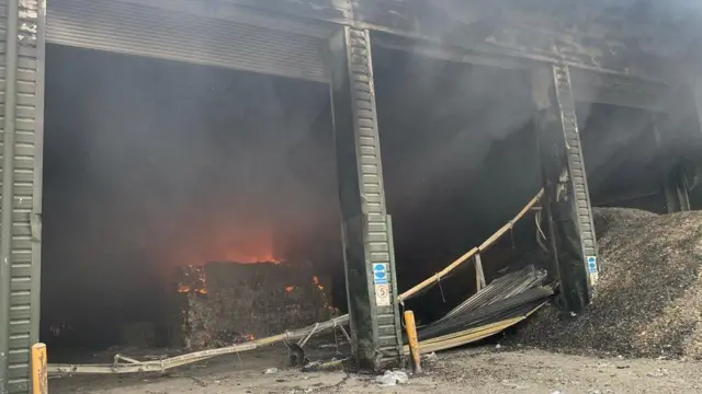 The fire at the Ettington recycling plant