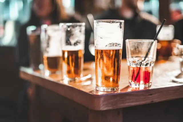 Alcoholic drinks on a table