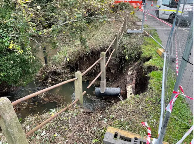 A section of the Smestow Brook embankment,