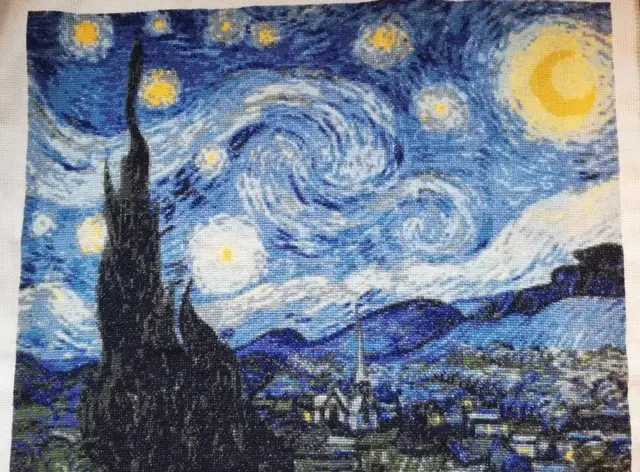 Starry, starry night cross-stitching