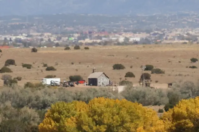 Wide shot showing the set of Rust